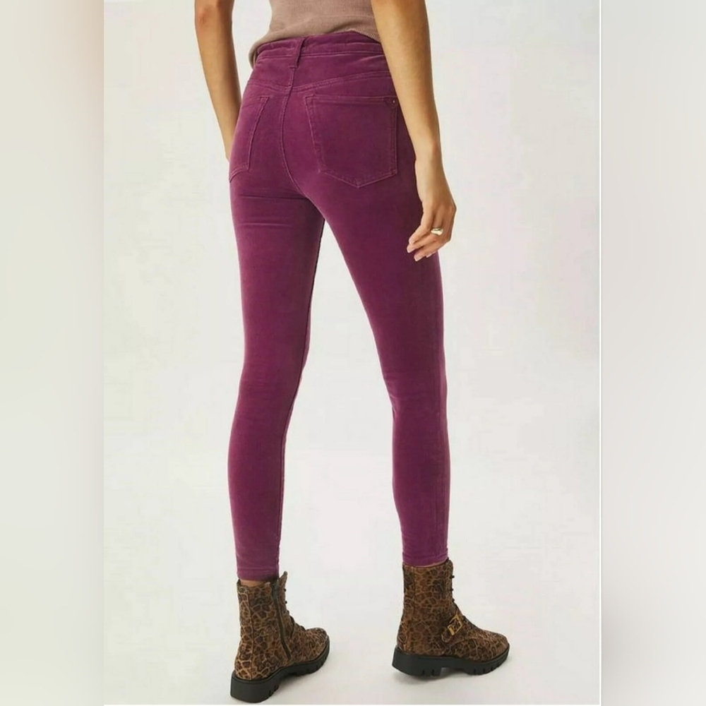 Pilcro Anthropologie High Rise Button Fly Skinny Corduroy Pants Size 25 Purple - Picture 3 of 14